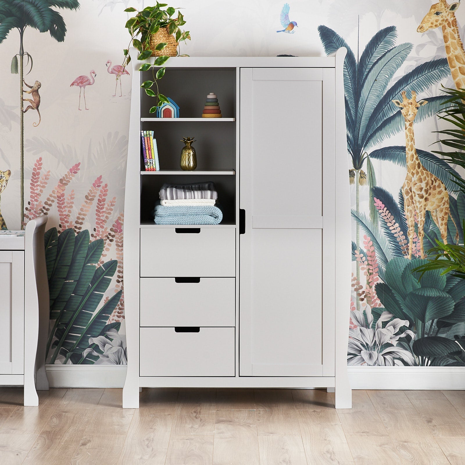 Obaby Stamford Sleigh Double Wardrobe - Warm Grey