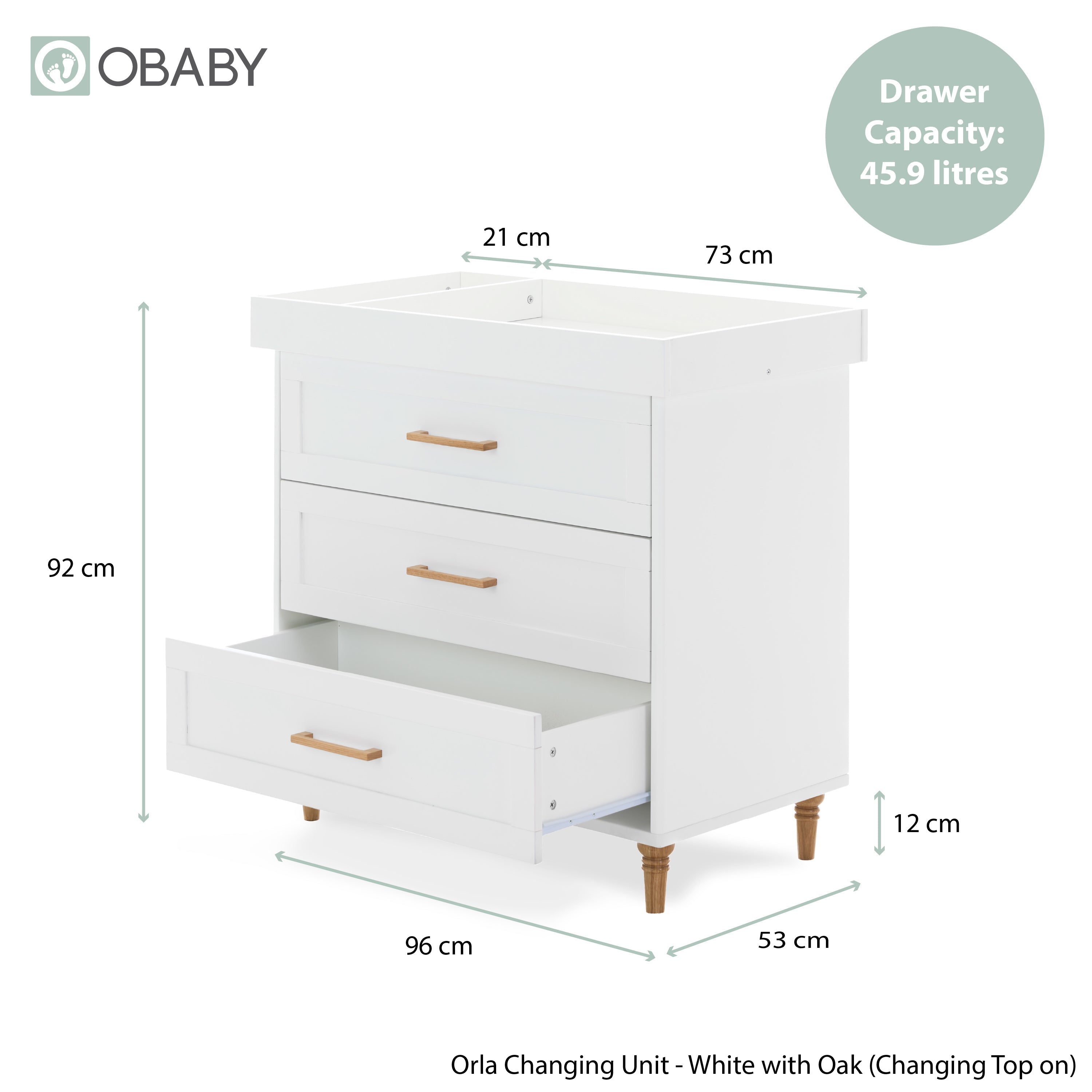 Obaby Orla 3 Piece Room Set - White with Oak