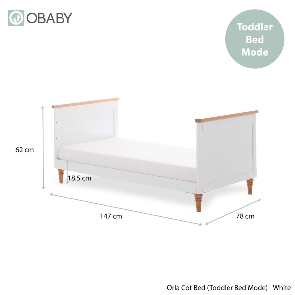 Obaby Orla Cot Bed - White with Oak
