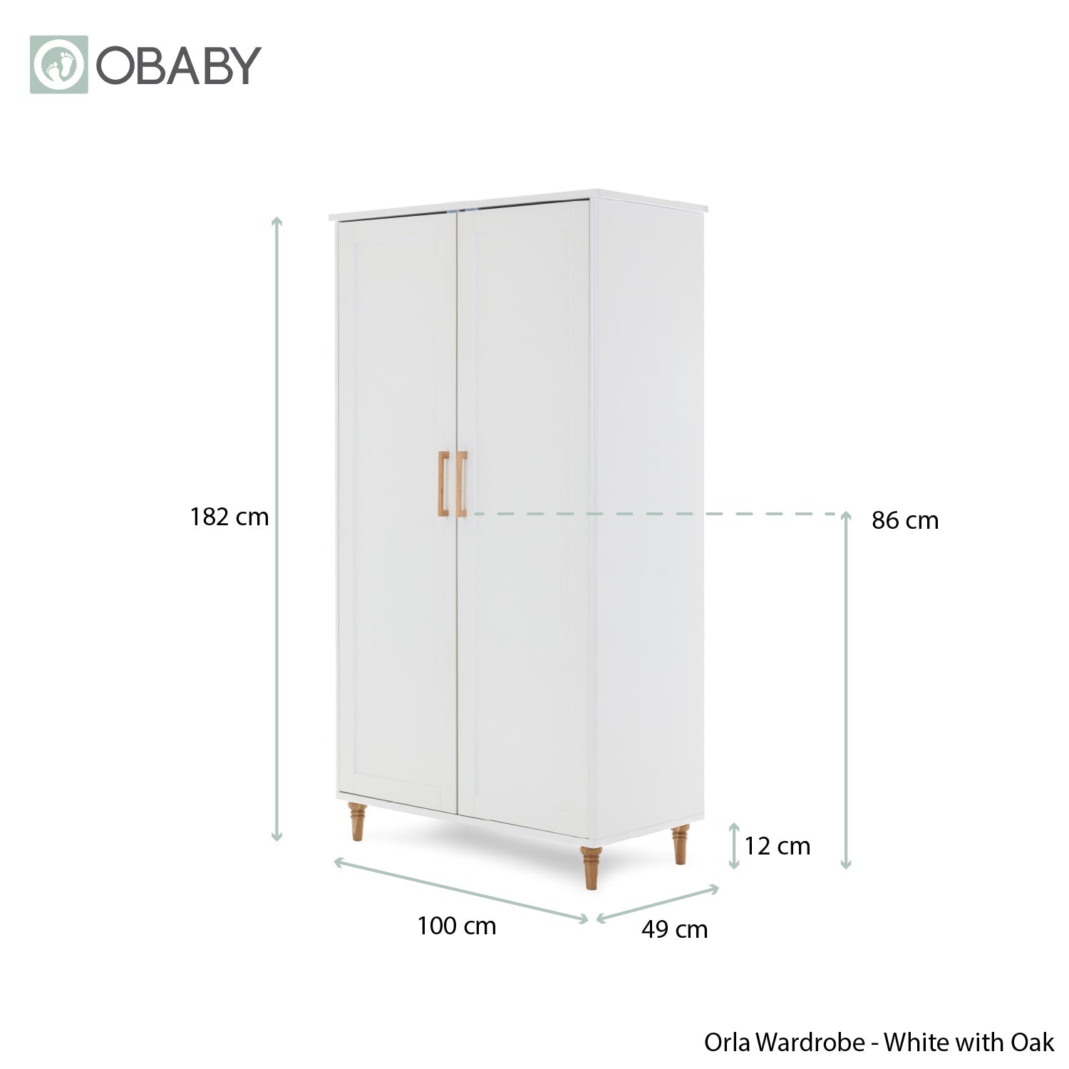 Obaby Orla Wardrobe - White with Oak