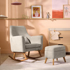 Tutti Bambini Oscar Luxe Rocking Chair & Footstool - Teddy Mushroom