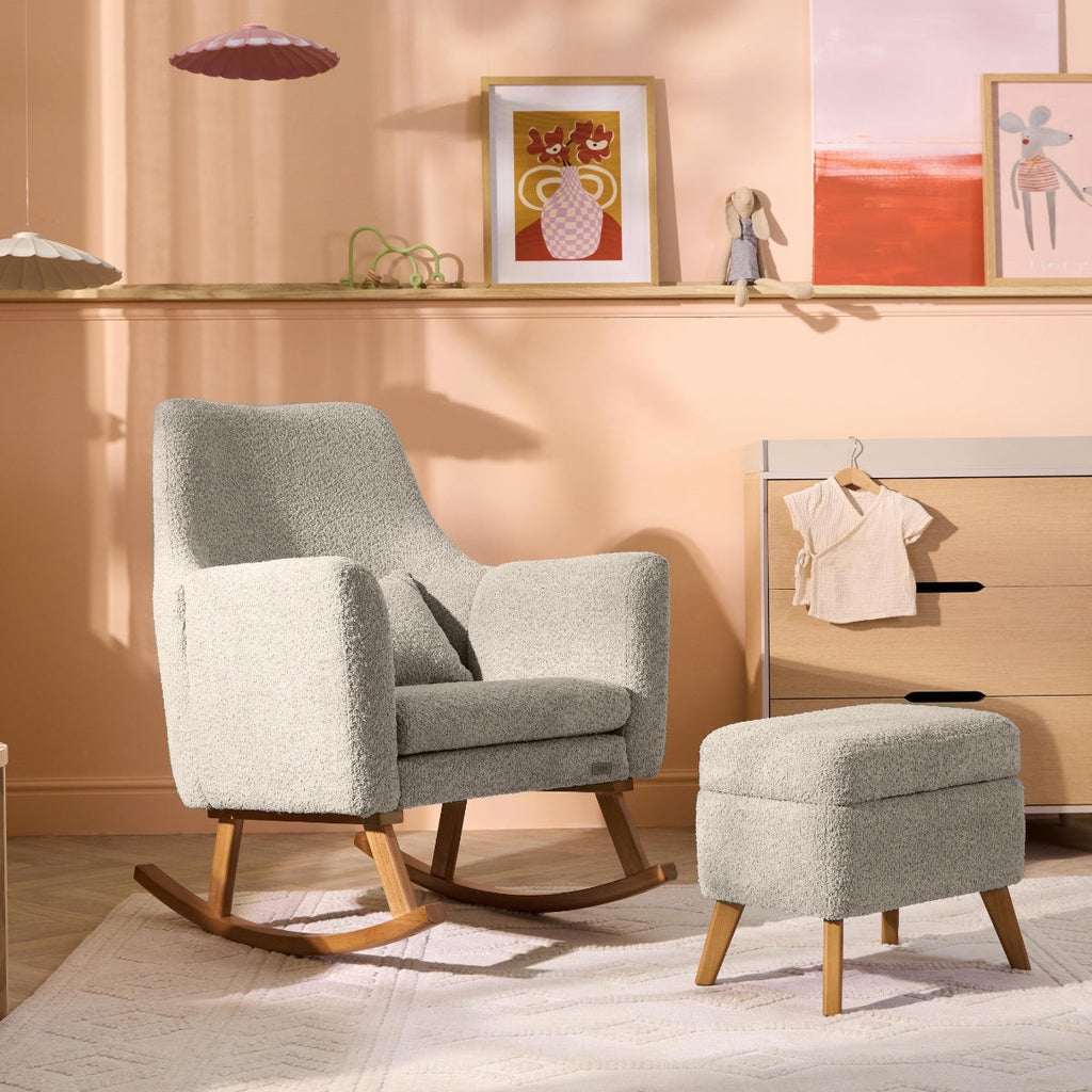Tutti Bambini Oscar Luxe Rocking Chair & Footstool - Teddy Mushroom
