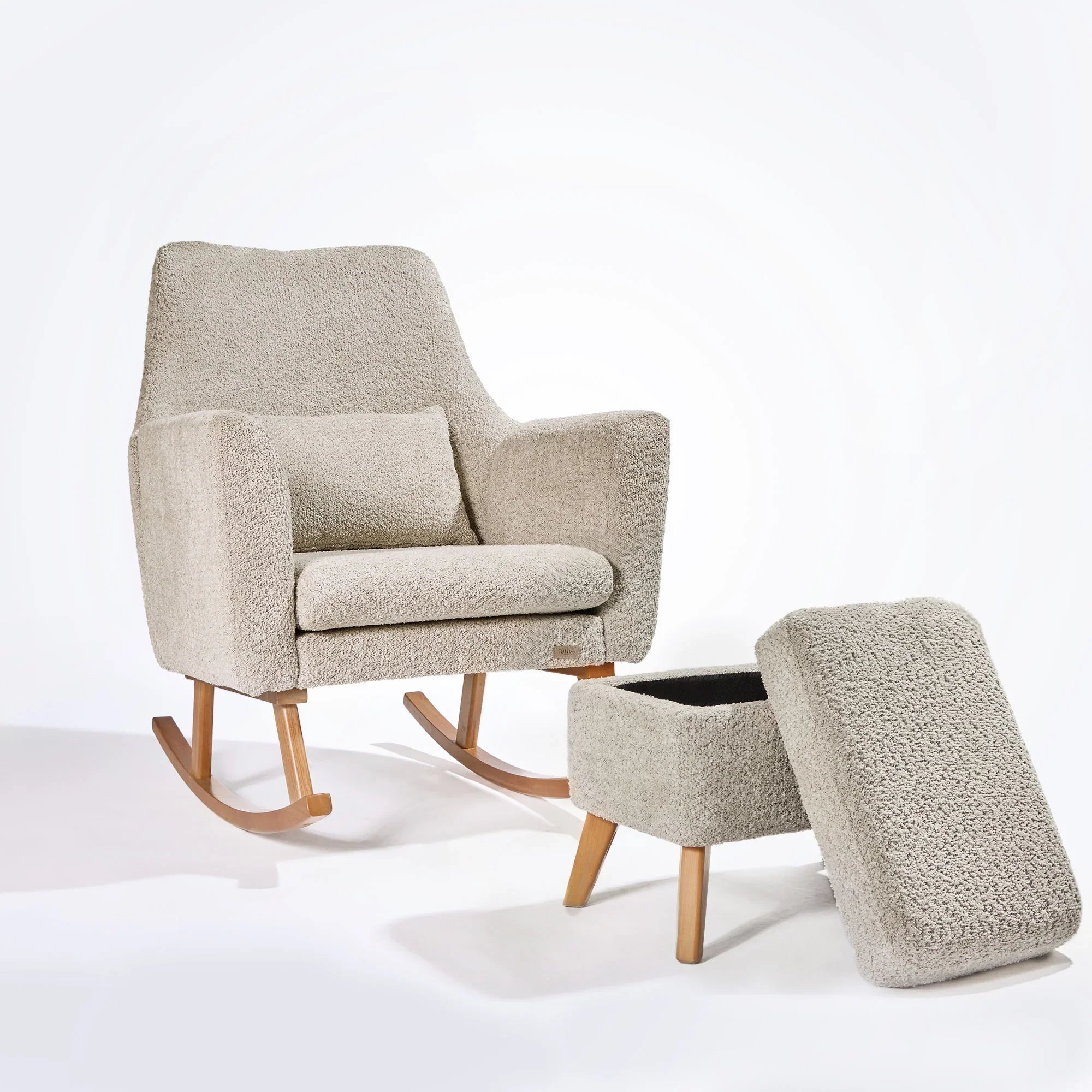 Tutti Bambini Oscar Luxe Rocking Chair & Footstool - Teddy Mushroom