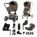 Cybex PRIAM Fold Cot Ultimate Travel System Bundle - Style Coconut Brown & Chrome Brown Frame