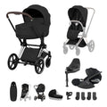 Cybex PRIAM Fold Cot Ultimate Travel System Bundle - Style Sepia Black & Chrome Brown Frame