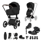 Cybex PRIAM Fold Cot Ultimate Travel System Bundle - Style Sepia Black & Chrome Brown Frame