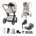 Cybex PRIAM Fold Cot Travel System Bundle - Style City Grey & Matt Black Frame