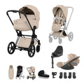 Cybex PRIAM Fold Cot Ultimate Travel System Bundle - Style Cozy Beige & Matt Black Frame