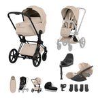 Cybex PRIAM Fold Cot Ultimate Travel System Bundle - Style Cozy Beige & Matt Black Frame