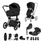 Cybex PRIAM Fold Cot Ultimate Travel System Bundle - Style Sepia Black & Matt Black Frame