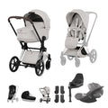 Cybex PRIAM Fold Cot Travel System Bundle - Style City Grey & Chrome Brown Frame