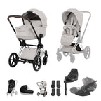 Cybex PRIAM Fold Cot Travel System Bundle - Style City Grey & Chrome Brown Frame