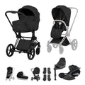 Cybex PRIAM Fold Cot Travel System Bundle - Style Sepia Black & Matt Black Frame