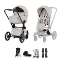Cybex PRIAM Fold Cot Accessory Bundle - Style City Grey & Chrome Brown Frame