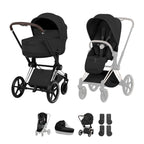 Cybex PRIAM Fold Cot Accessory Bundle - Style Sepia Black & Chrome Brown Frame