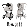 Cybex PRIAM Fold Cot Accessory Bundle - Style City Grey & Matt Black Frame