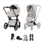 Cybex PRIAM Fold Cot Accessory Bundle - Style City Grey & Matt Black Frame
