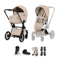 Cybex PRIAM Fold Cot Accessory Bundle - Style Cozy Beige & Matt Black Frame