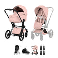 Cybex PRIAM Fold Cot Accessory Bundle- Style Peach Pink & Matt Black Frame