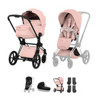 Cybex PRIAM Fold Cot Accessory Bundle- Style Peach Pink & Matt Black Frame