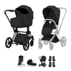 Cybex PRIAM Fold Cot Accessory Bundle - Style Sepia Black & Matt Black Frame