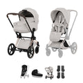 Cybex PRIAM Fold Cot Accessory Bundle- Style City Grey & Rose Gold Frame