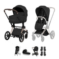 Cybex PRIAM Fold Cot Accessory Bundle - Style Sepia Black & Rose Gold Frame