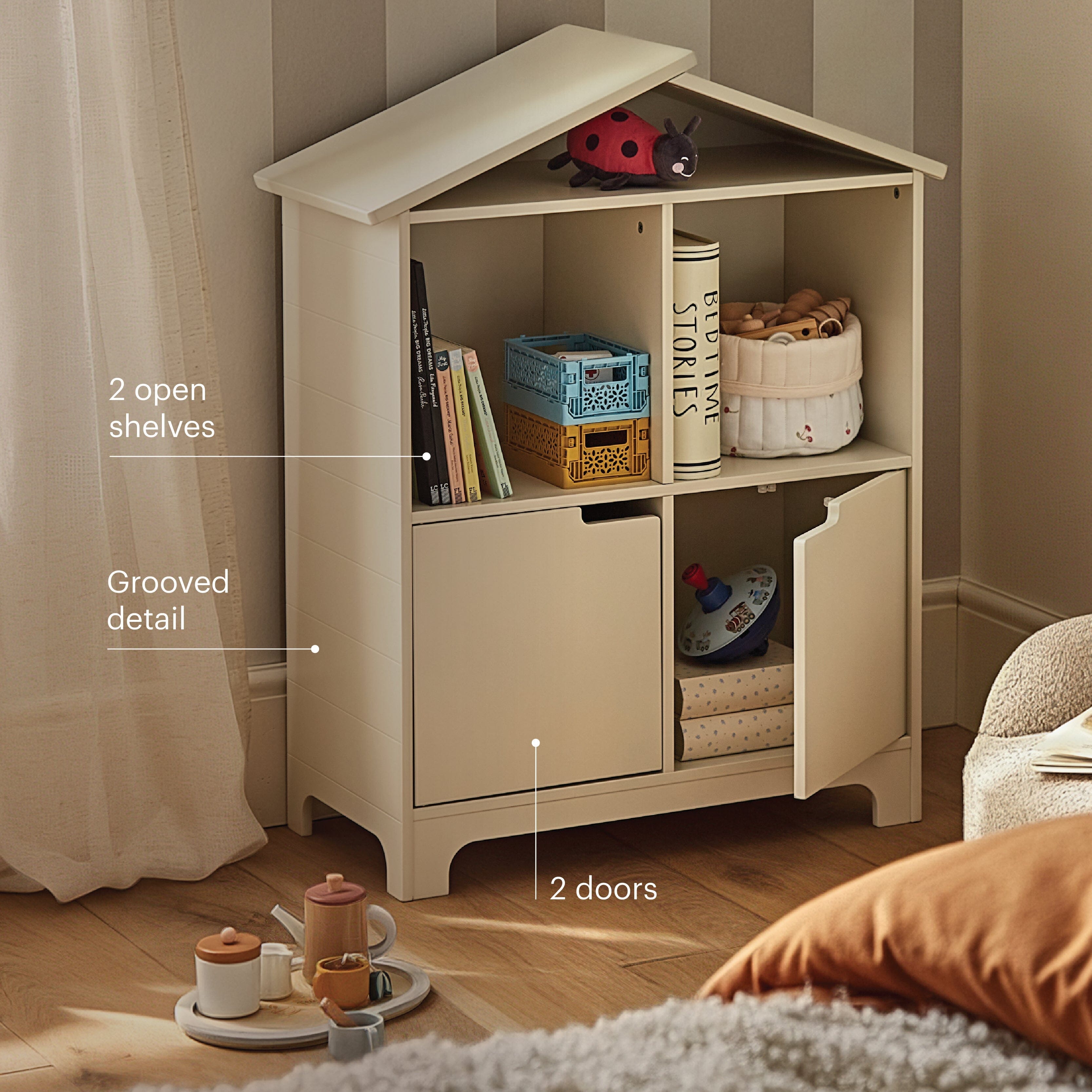 CuddleCo Play House Bookcase - Pebble