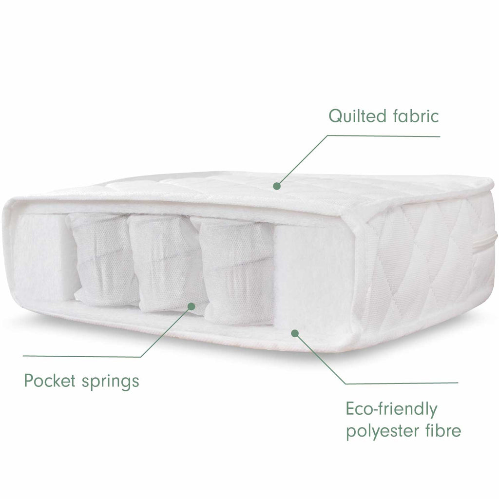 Tutti Bambini Pocket Sprung Cot Bed Mattress (70 x 140 cm) - White