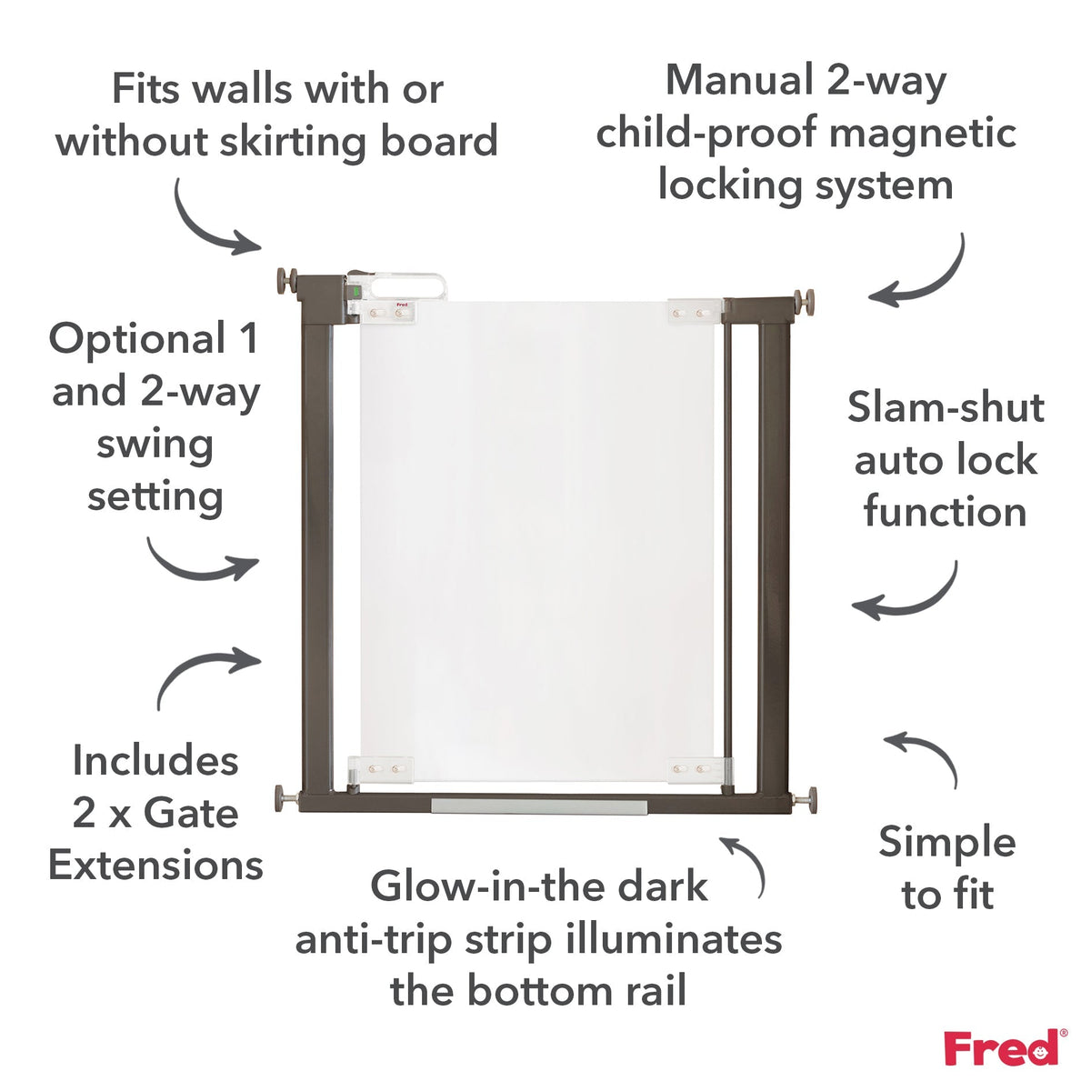 Fred Safety Pressure Fit Clear-View Stairgate