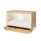 Tutti Bambini Riley Mini Cot Bed with Drawer - Maple Oak & White