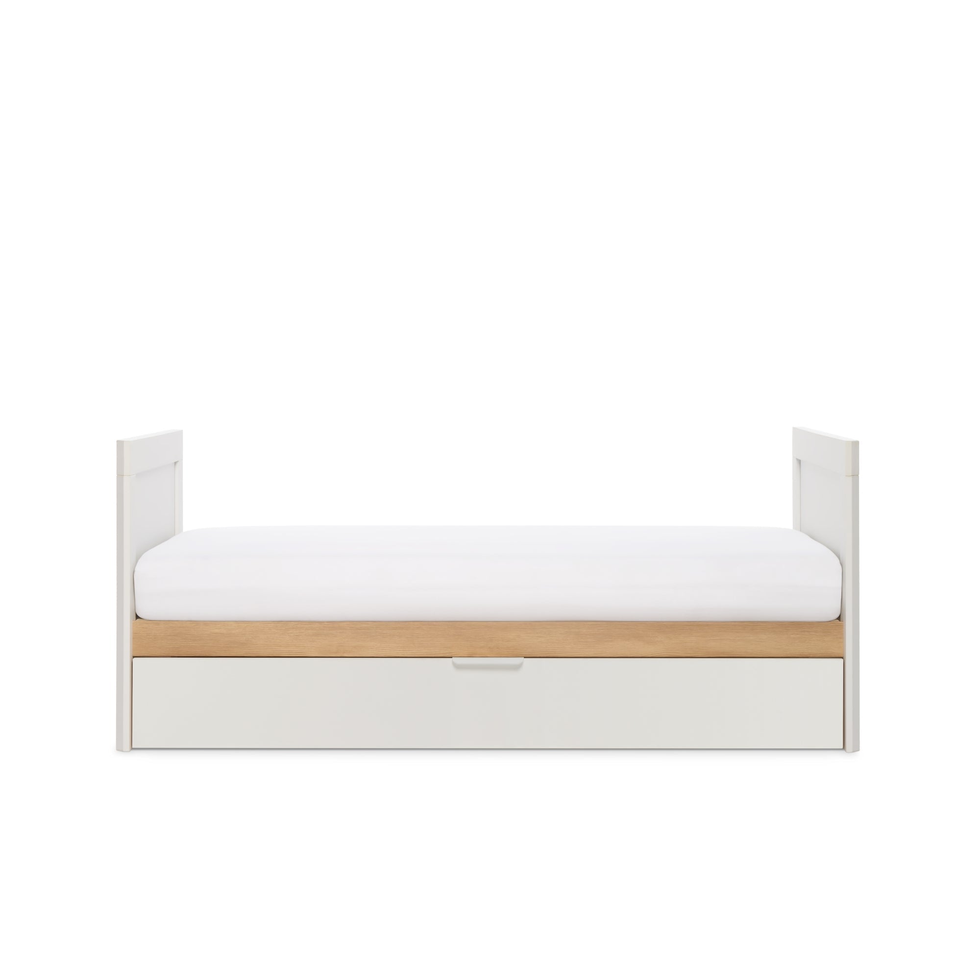 Tutti Bambini Riley Mini Cot Bed with Drawer - White & Maple Oak