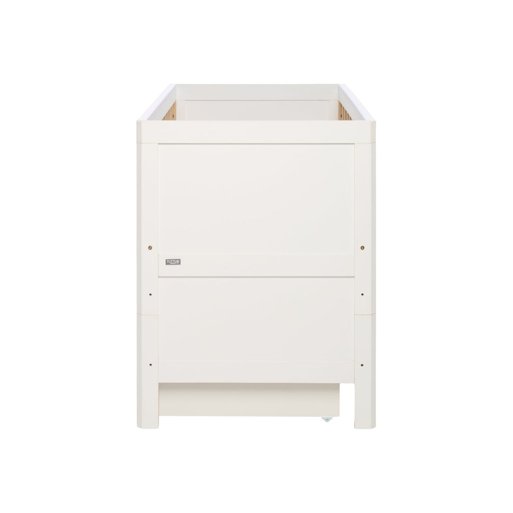 Tutti Bambini Riley Mini Cot Bed with Drawer - White & Maple Oak