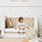Tutti Bambini Riley Mini Cot Bed with Drawer - White & Maple Oak