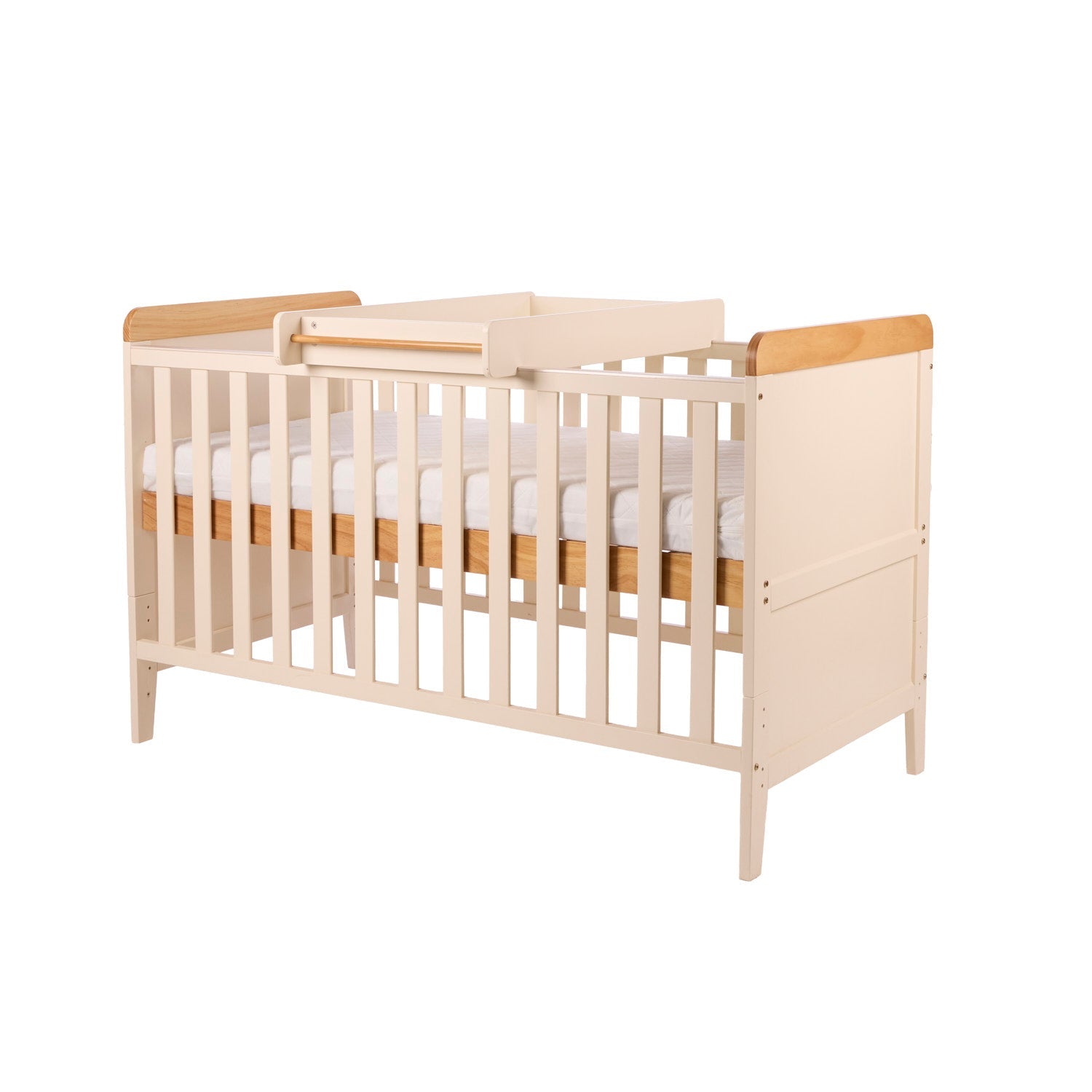 Tutti Bambini Rio Cot Bed with Cot Top Changer & Mattress - Cashmere/Honey Oak