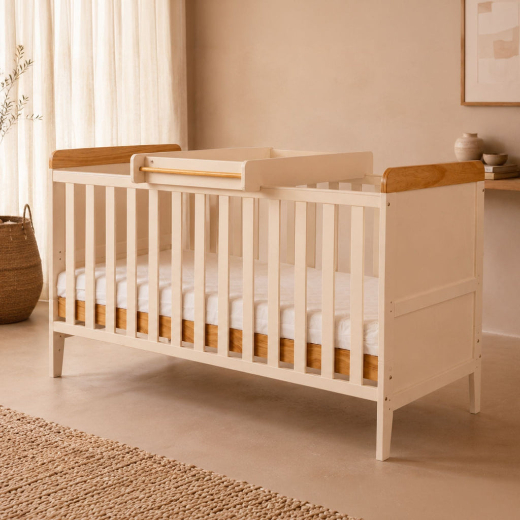 Tutti Bambini Rio Cot Bed with Cot Top Changer & Mattress - Cashmere/Honey Oak
