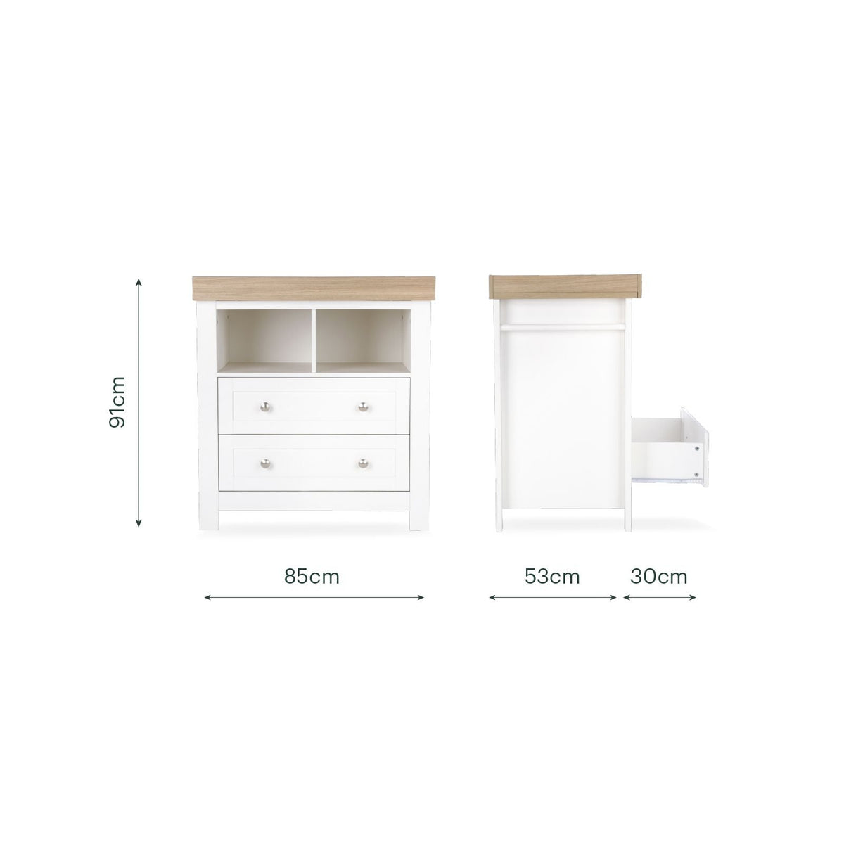 CuddleCo Burford 3 Piece Nursery Furniture Set - White & Oak