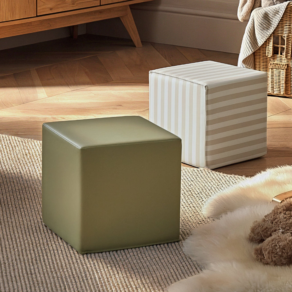 CuddleCo Soft Play Cubes 2 Piece - Cookie Stripe & Olive