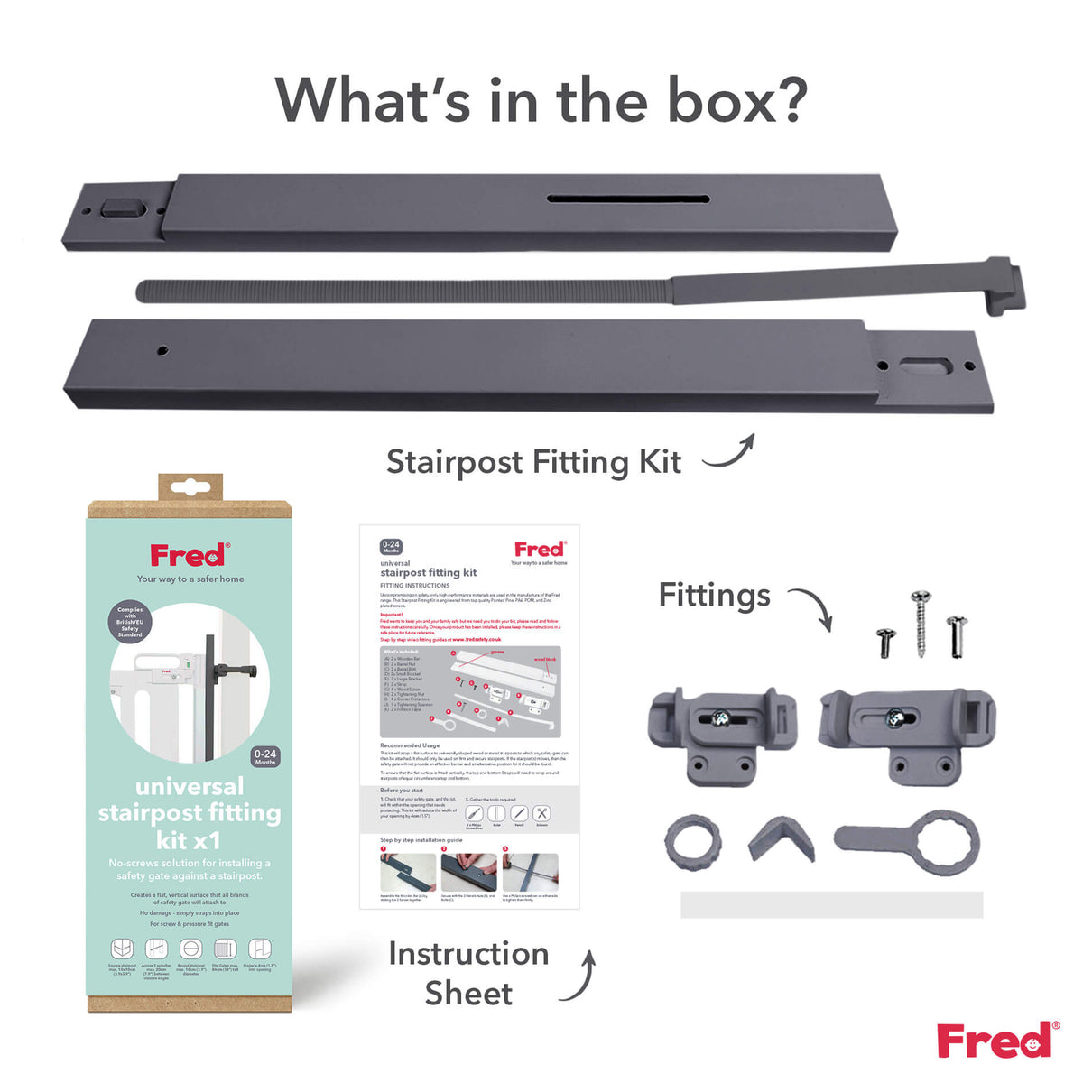Fred Safety Universal Stairpost Fitting Kit - Dark Grey