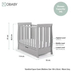 Obaby Stamford Space Saver Sleigh Cot - Warm Grey