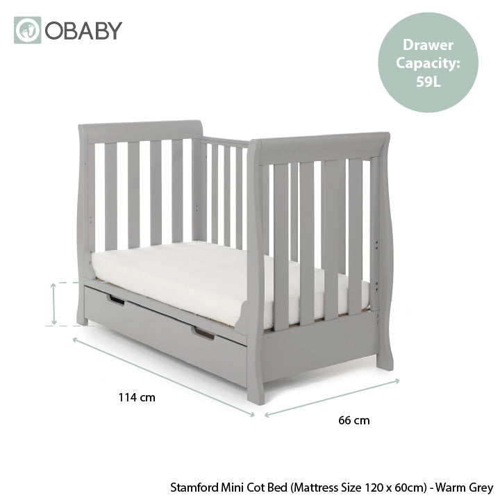 Obaby Stamford Mini Sleigh 2 Piece Room Set - Warm Grey
