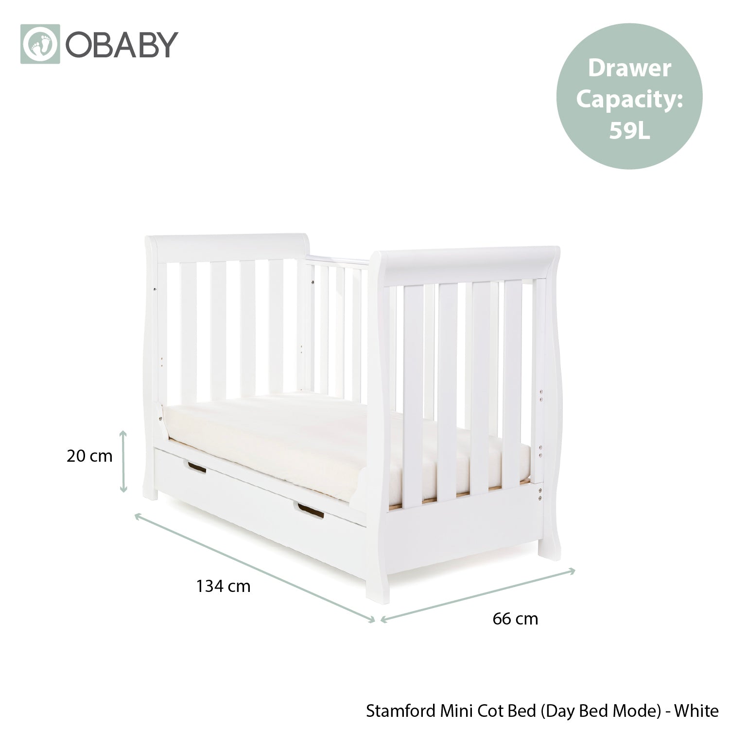Obaby Stamford Mini Sleigh 2 Piece Room Set - White