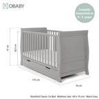 Obaby Stamford Classic Sleigh Cot Bed - Warm Grey