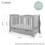 Obaby Stamford Luxe Sleigh 3 Piece Room Set - Warm Grey