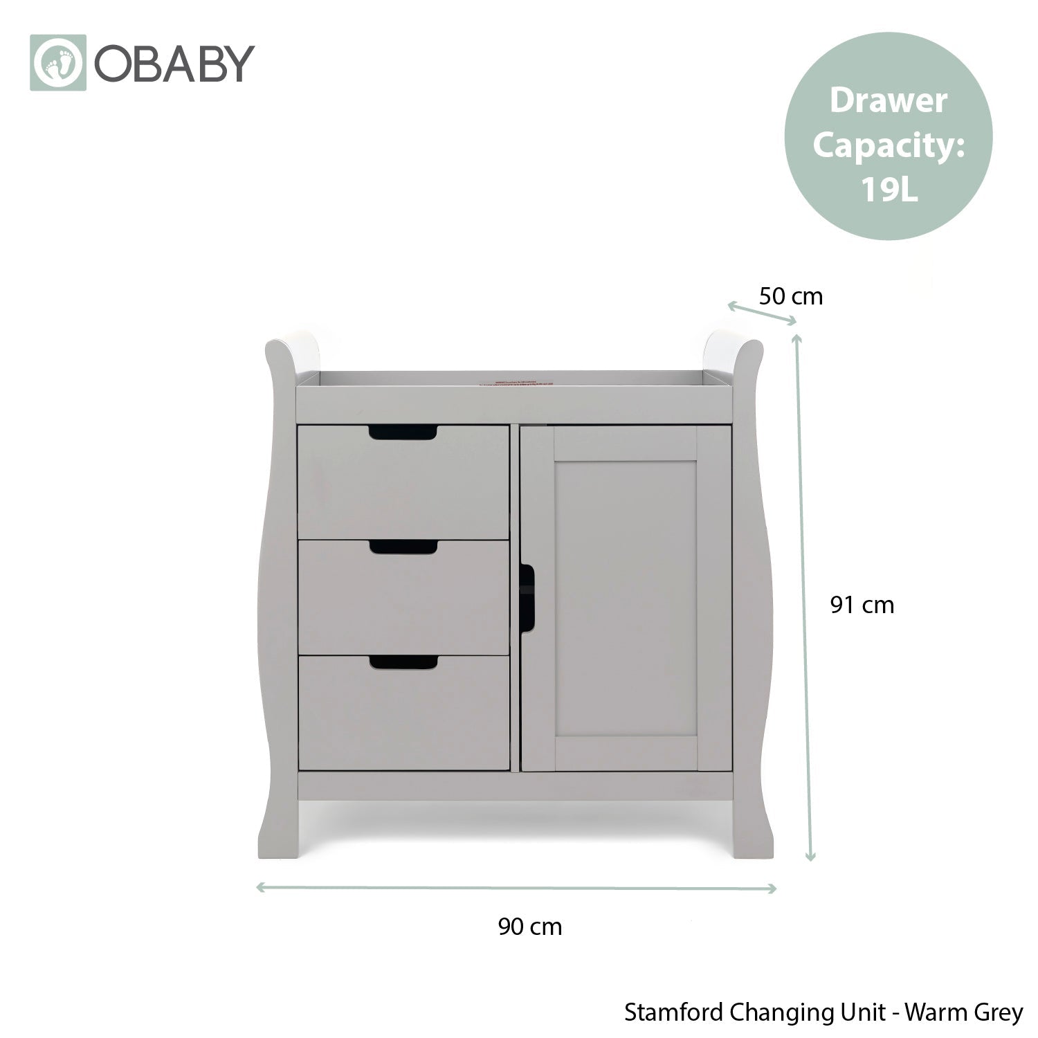 Obaby Stamford Classic Sleigh 2 Piece Room Set - Warm Grey
