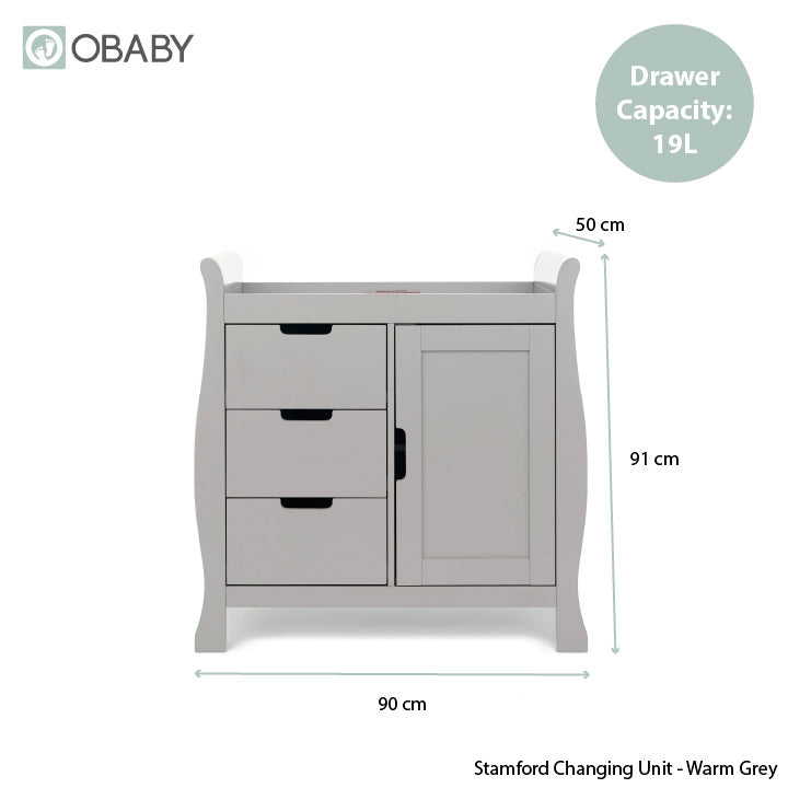 Obaby Stamford Sleigh Closed Changing Unit - Warm Grey