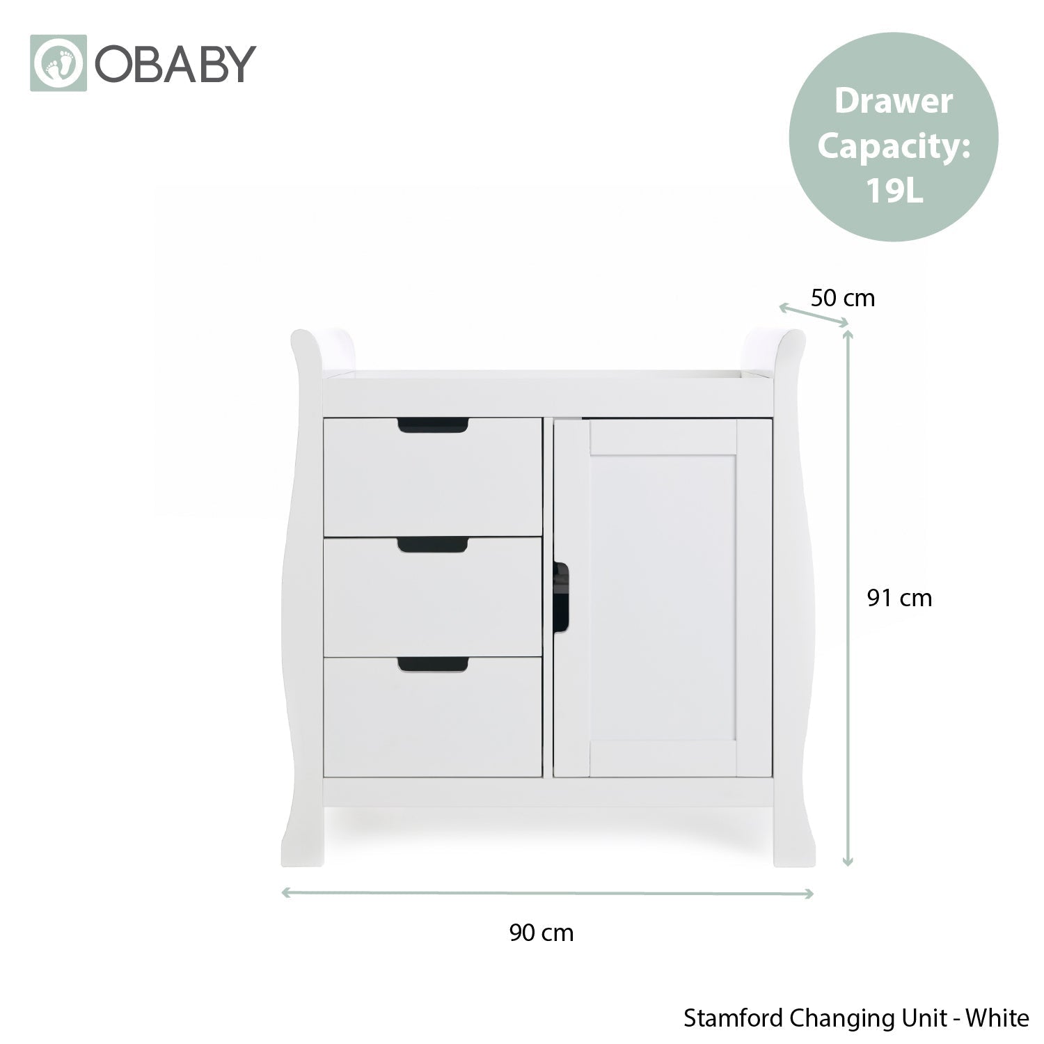 Obaby Stamford Classic Sleigh 2 Piece Room Set - White