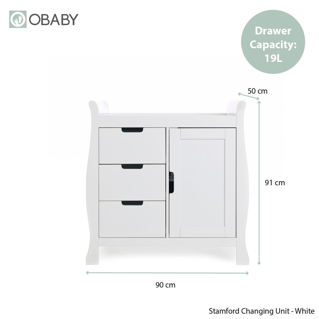 Obaby Stamford Sleigh Closed Changing Unit - White