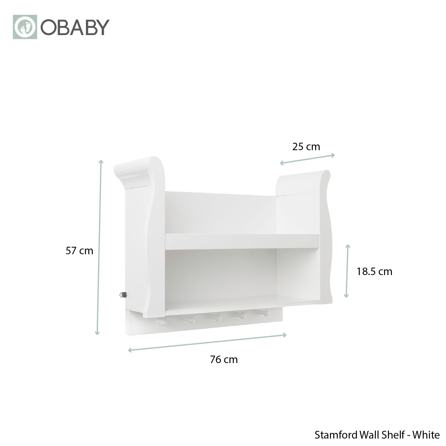 Obaby Stamford Sleigh Shelf - White