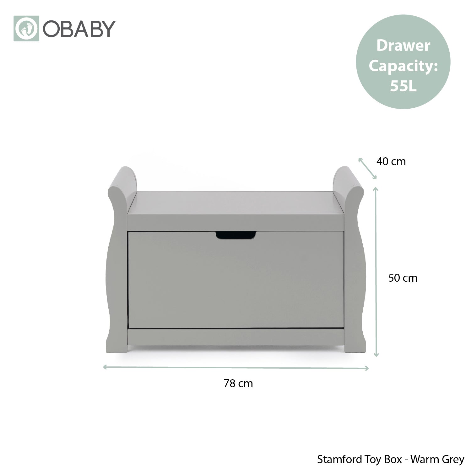 Obaby Stamford Sleigh Toy Box - Warm Grey